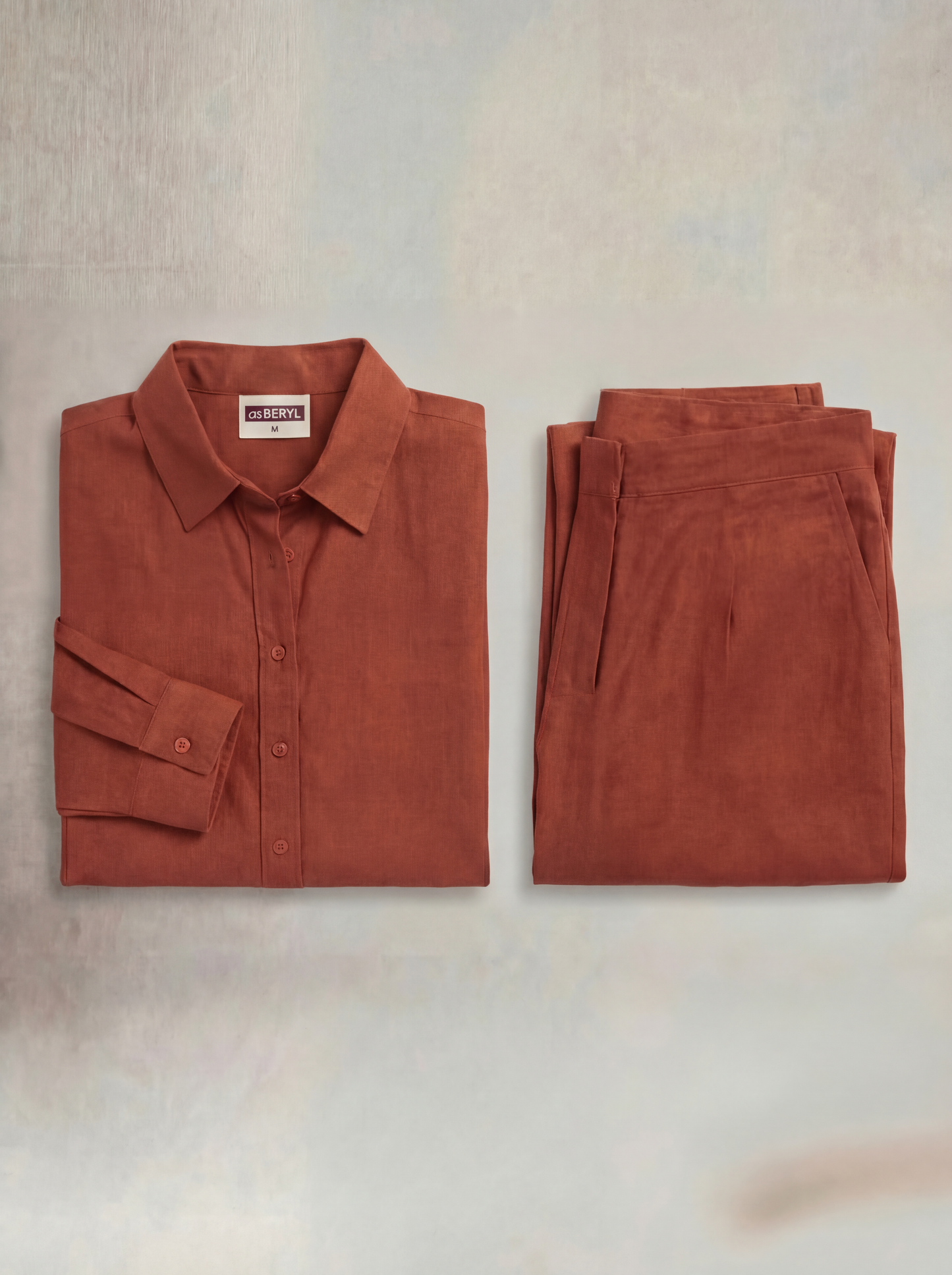 Burnt Orange Linen Co-ord Set Women | Two-Piece | asBERYL UAE