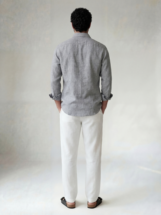 Pure Linen Classic Shirt Grey | Men's Linen | asBERYL