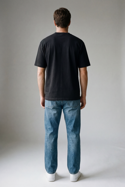 Normal Fit | Black Crew Neck T-Shirt | Cotton | asBERYL