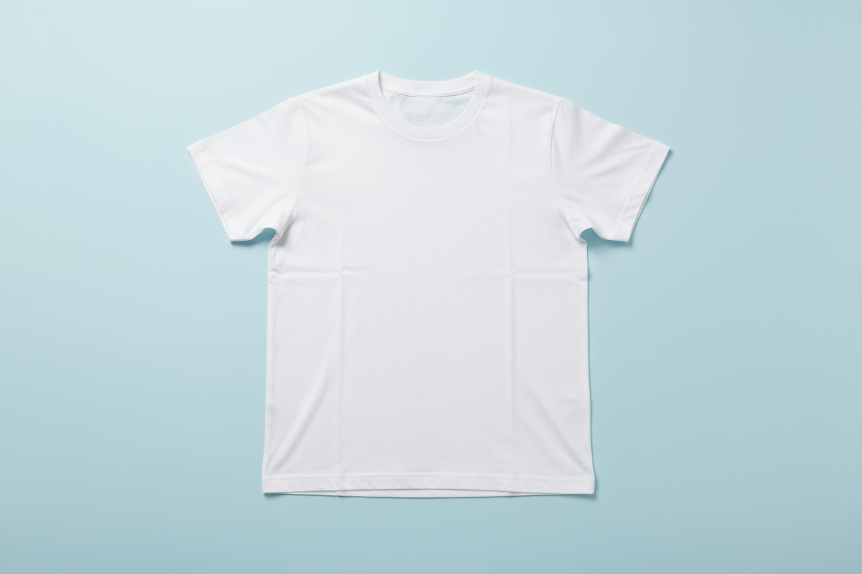 White normal fit crew neck t-shirt flat lay product view