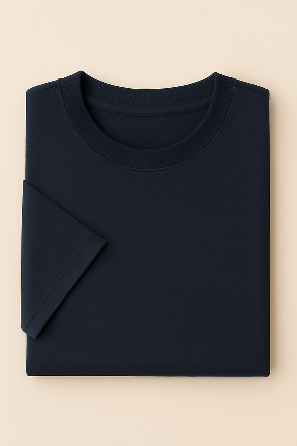 Luxury Cotton Oversized Drop Shoulder – Navy Blue