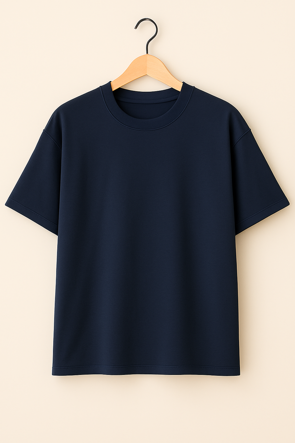 Luxury Cotton Oversized Drop Shoulder – Navy Blue