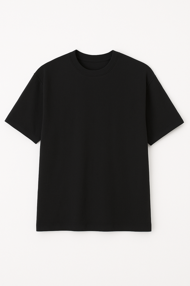 Luxury Cotton Oversized Drop Shoulder – Black