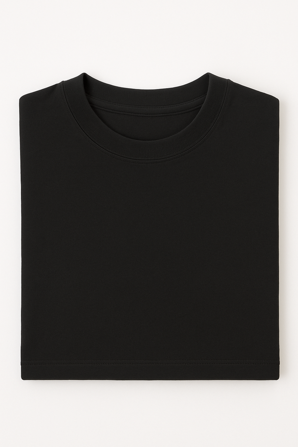 Luxury Cotton Oversized Drop Shoulder – Black
