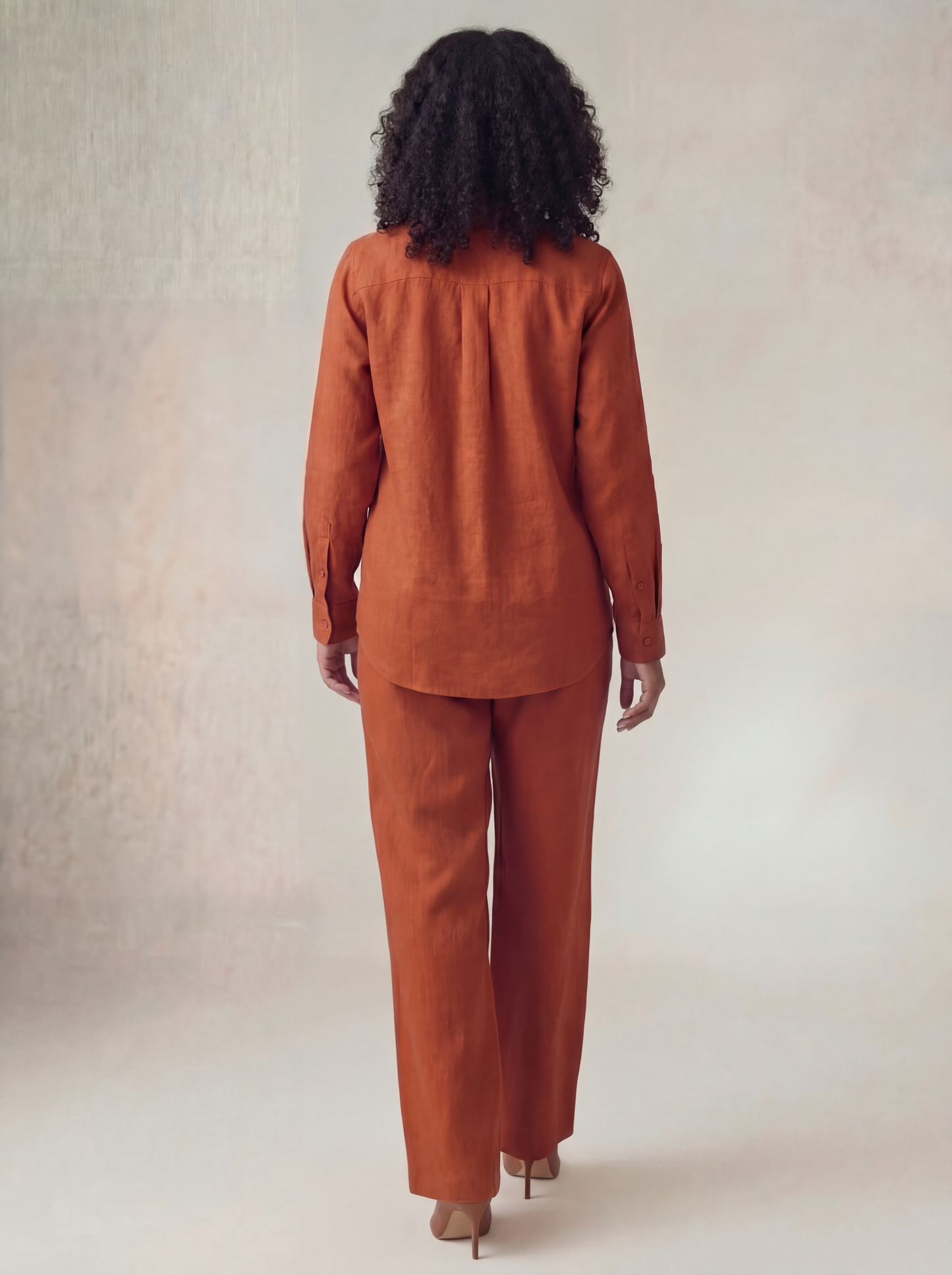 Burnt Orange Linen Co-ord Set Women | Two-Piece | asBERYL UAE