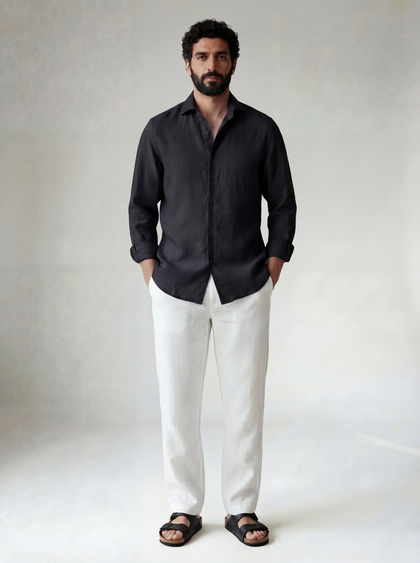 Pure Linen Classic Shirt | Black | Men's Linen | asBERYL