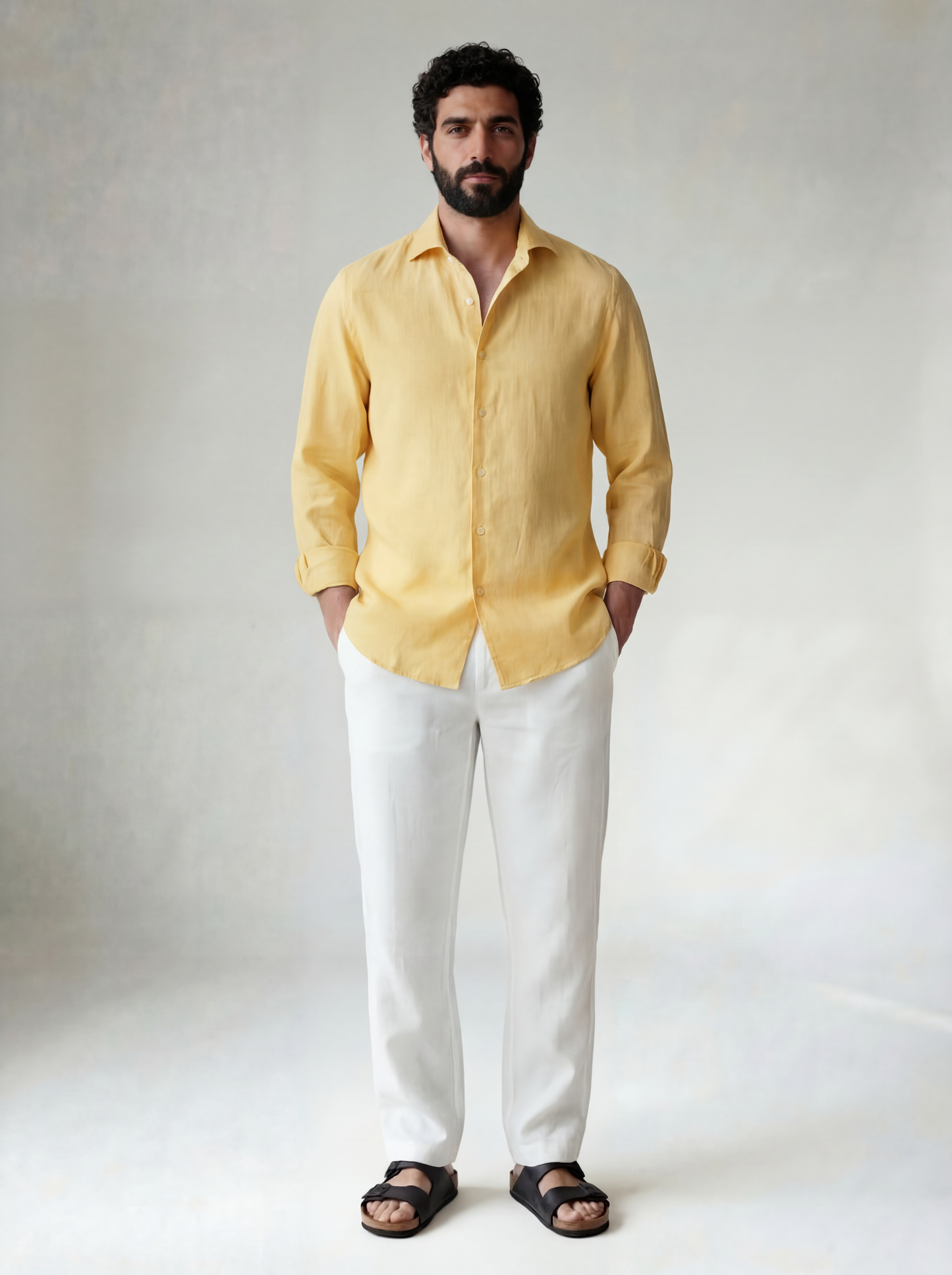Pure Linen Classic Shirt | Yellow | Men's Linen | asBERYL