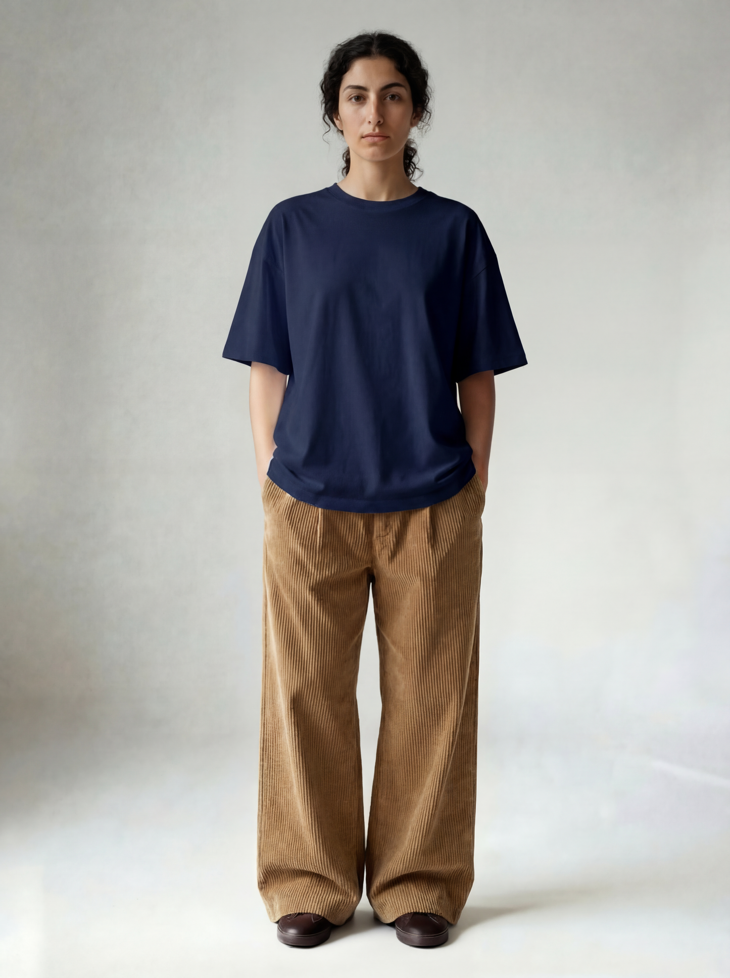 Oversized  Women | Navy Blue T-Shirt | 220gsm | asBERYL UAE