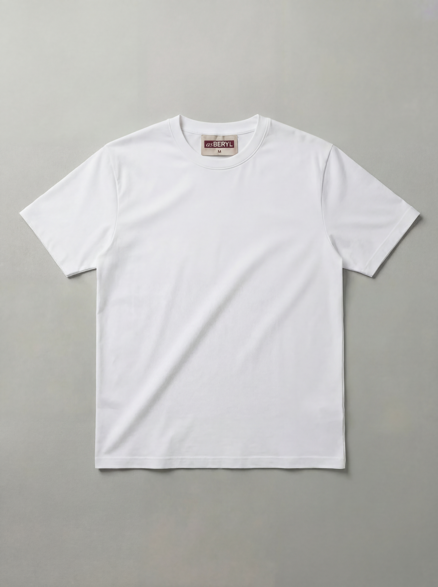 Normal Fit | White Crew Neck T-Shirt | Premium Cotton | asBERYL