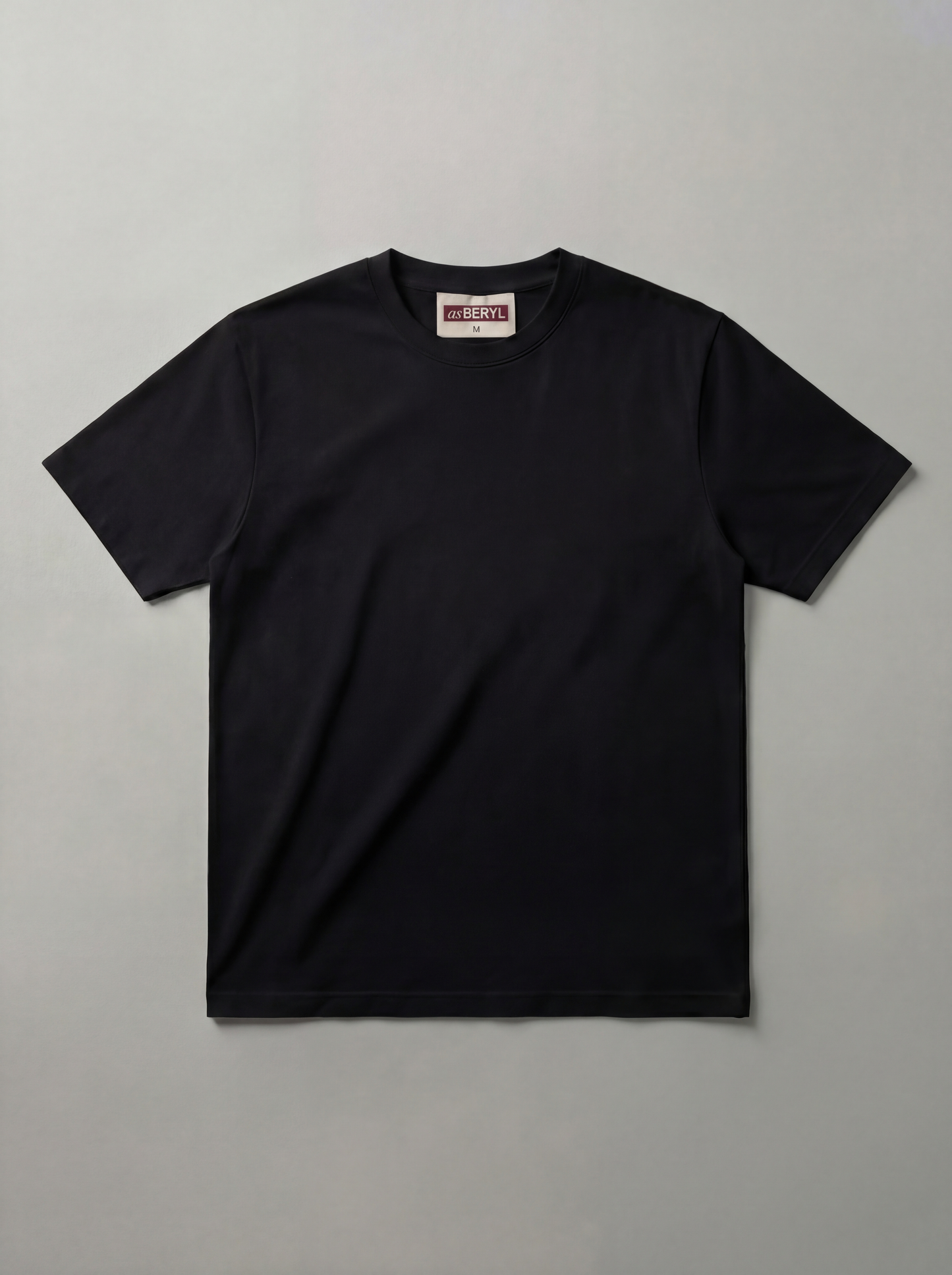 Normal Fit | Black Crew Neck T-Shirt | Cotton | asBERYL