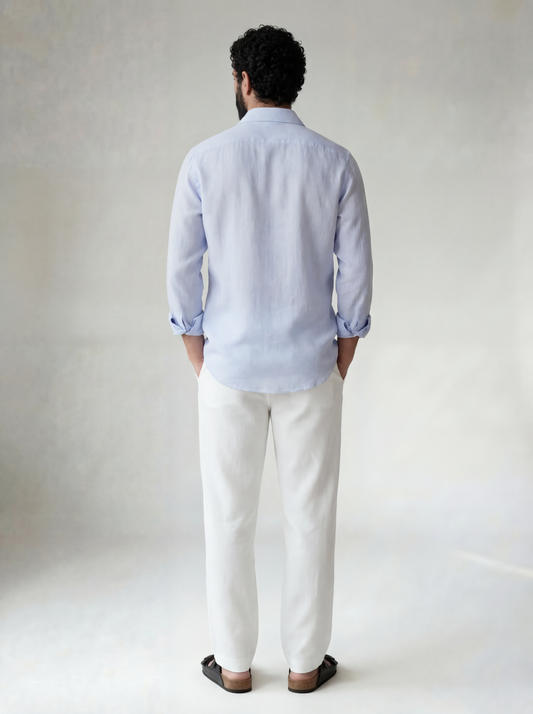 Pure Linen Classic Shirt | Blue | Men's Linen | asBERYL