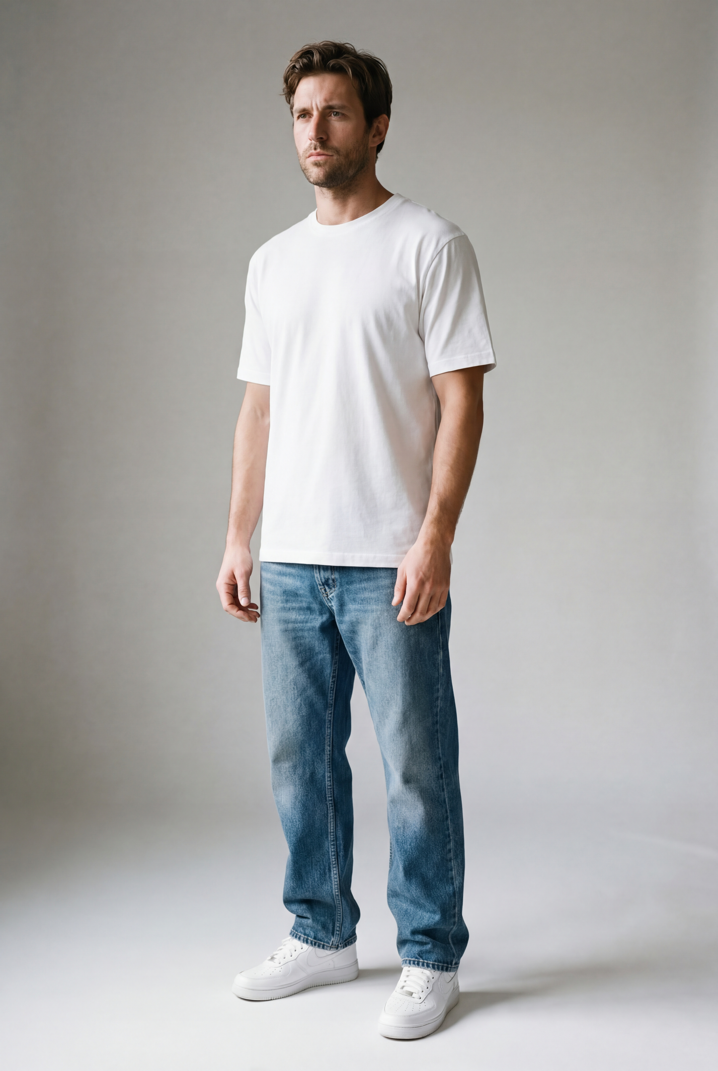 Normal Fit | White Crew Neck T-Shirt | Premium Cotton | asBERYL