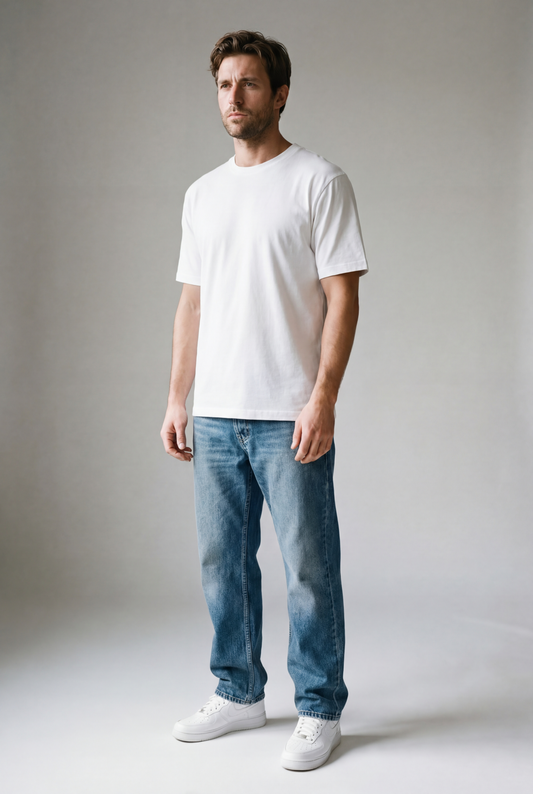 Normal Fit | White Crew Neck T-Shirt | Premium Cotton | asBERYL