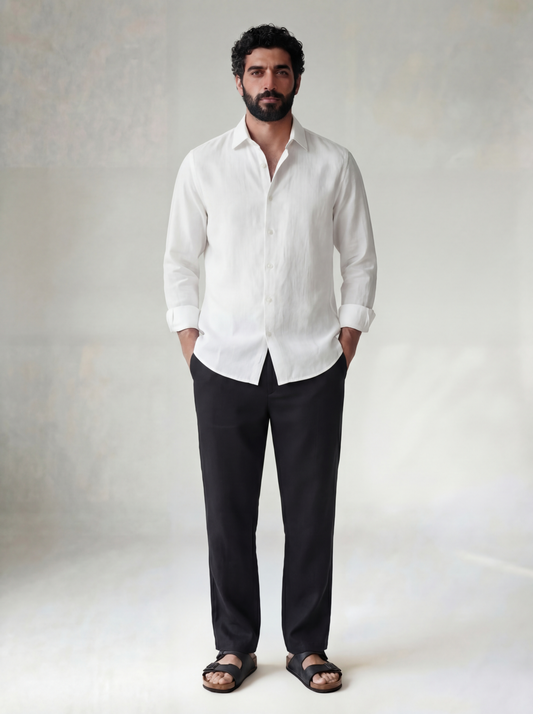 Pure Linen Classic Shirt White | Men's Linen | asBERYL