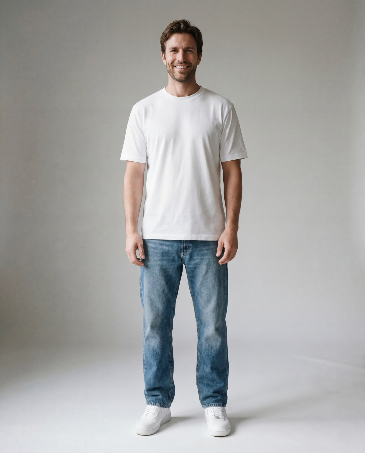 Normal Fit | White Crew Neck T-Shirt | Premium Cotton | asBERYL