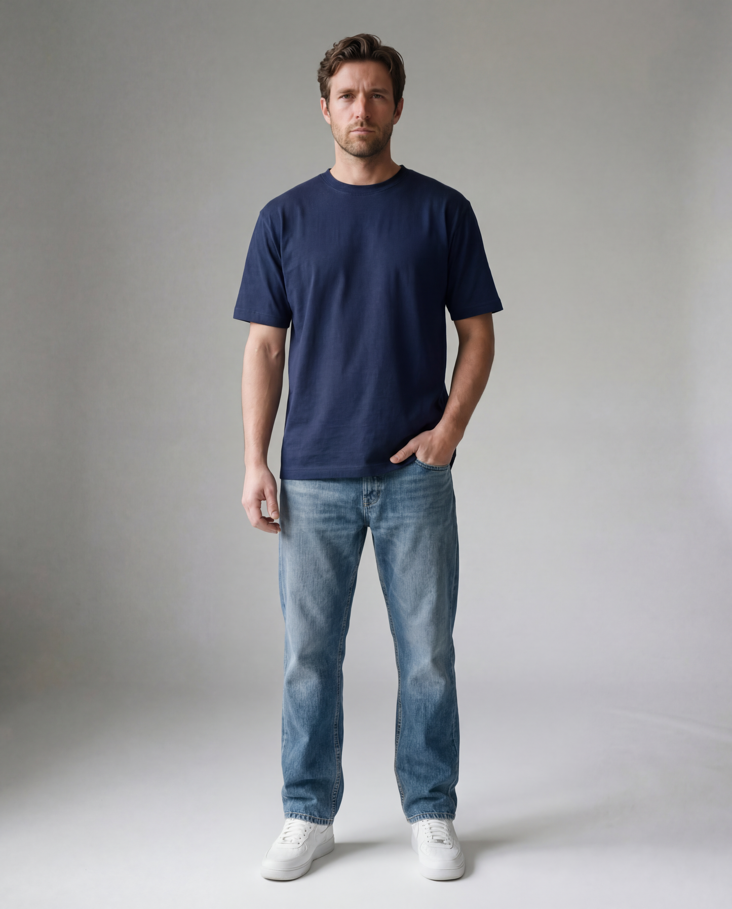 Normal Fit | Navy Blue Crew Neck T-Shirt | Premium Cotton | asBERYL