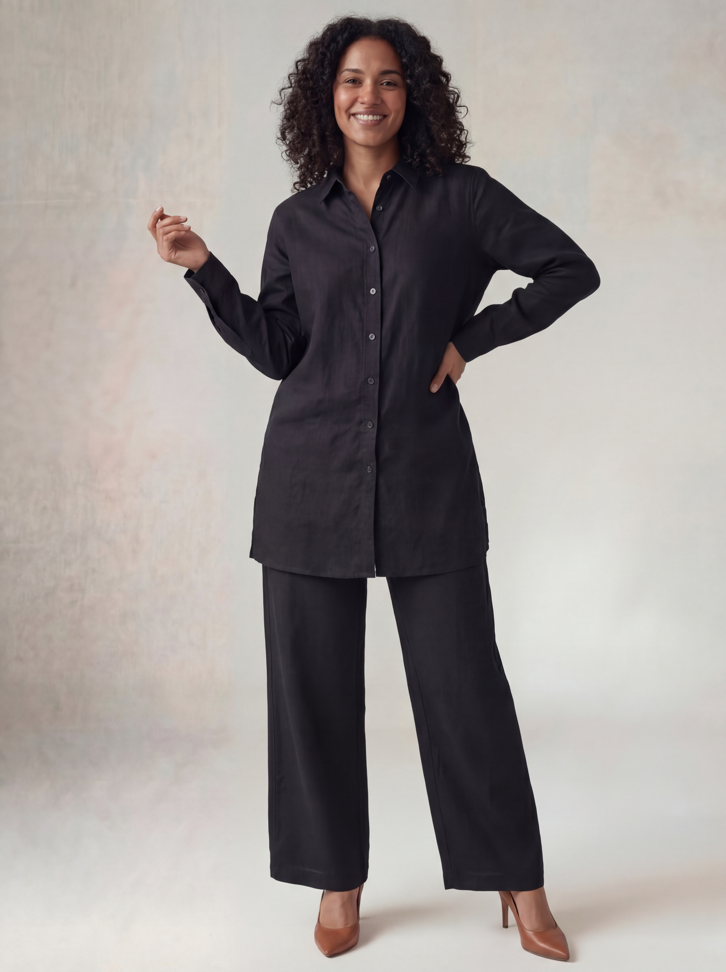Black Linen Co-ord Set Women | Two-Piece | asBERYL UAE