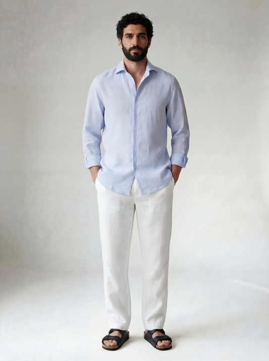 Pure Linen Classic Shirt | Blue | Men's Linen | asBERYL