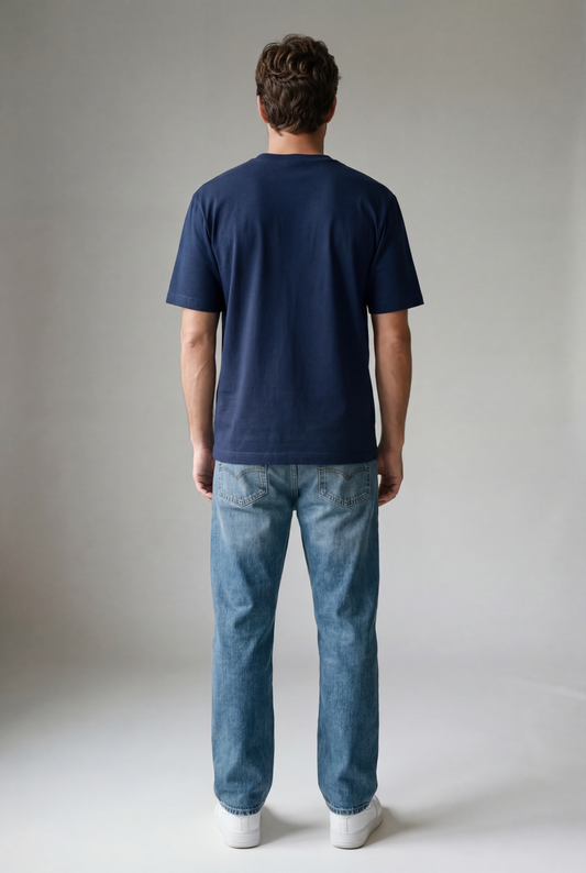 Normal Fit | Navy Blue Crew Neck T-Shirt | Premium Cotton | asBERYL