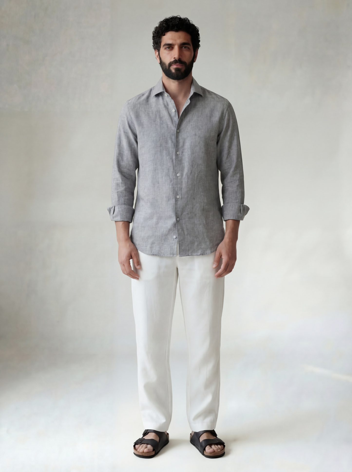 Pure Linen Classic Shirt Grey | Men's Linen | asBERYL