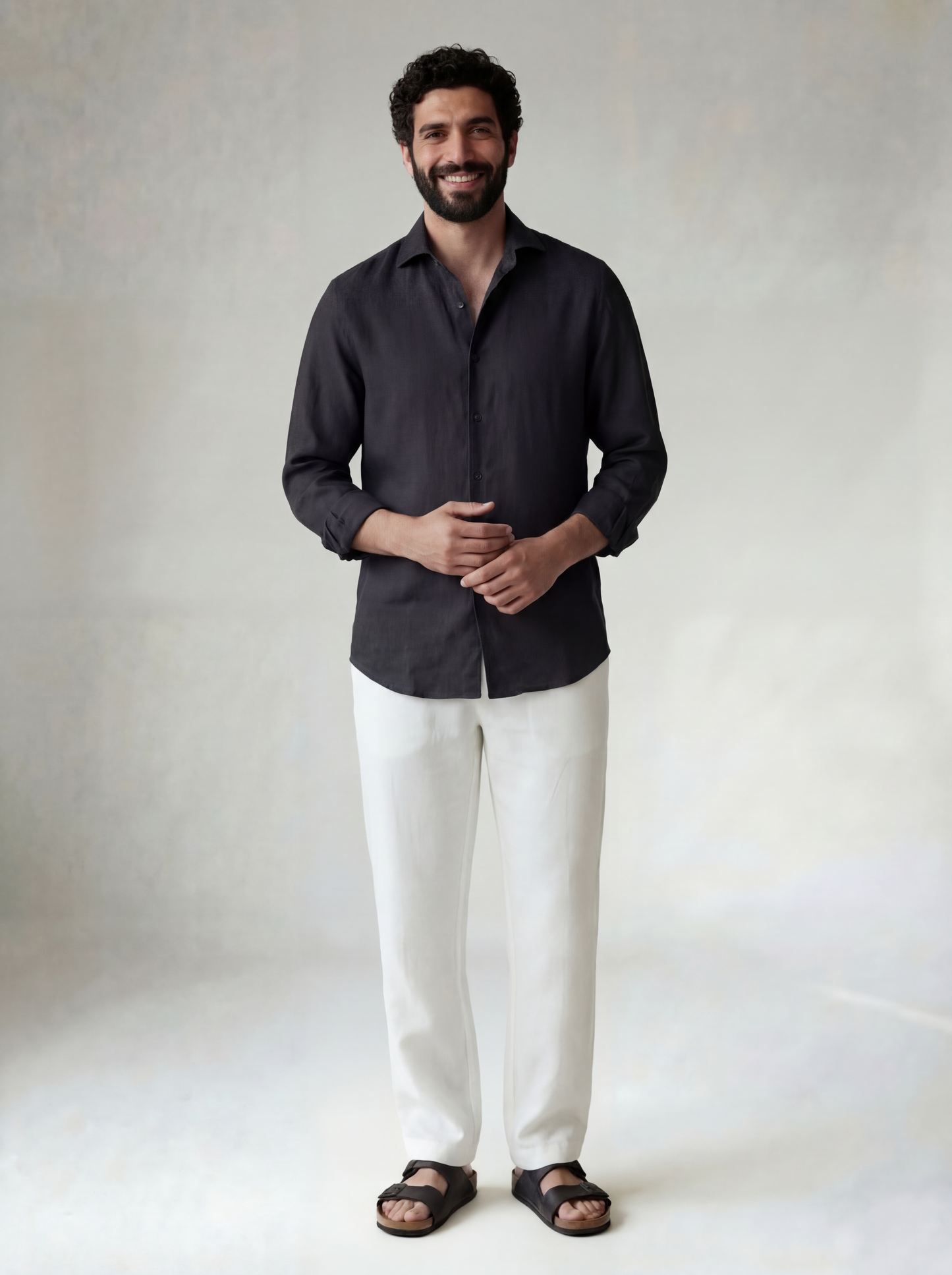 Pure Linen Classic Shirt | Black | Men's Linen | asBERYL