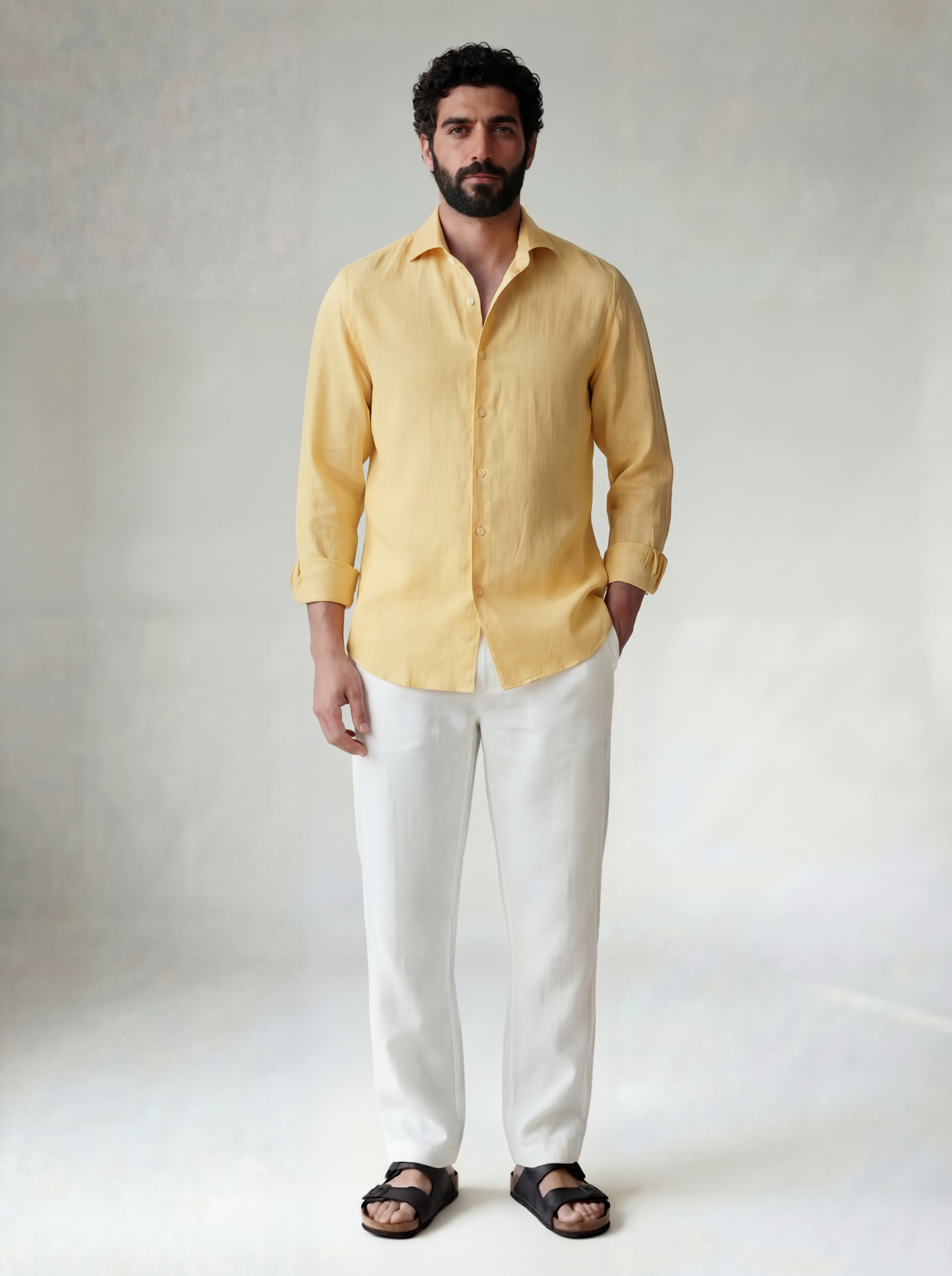 Pure Linen Classic Shirt | Yellow | Men's Linen | asBERYL