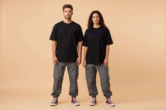 Black 240gsm oversized t-shirt unisex corrected proportions