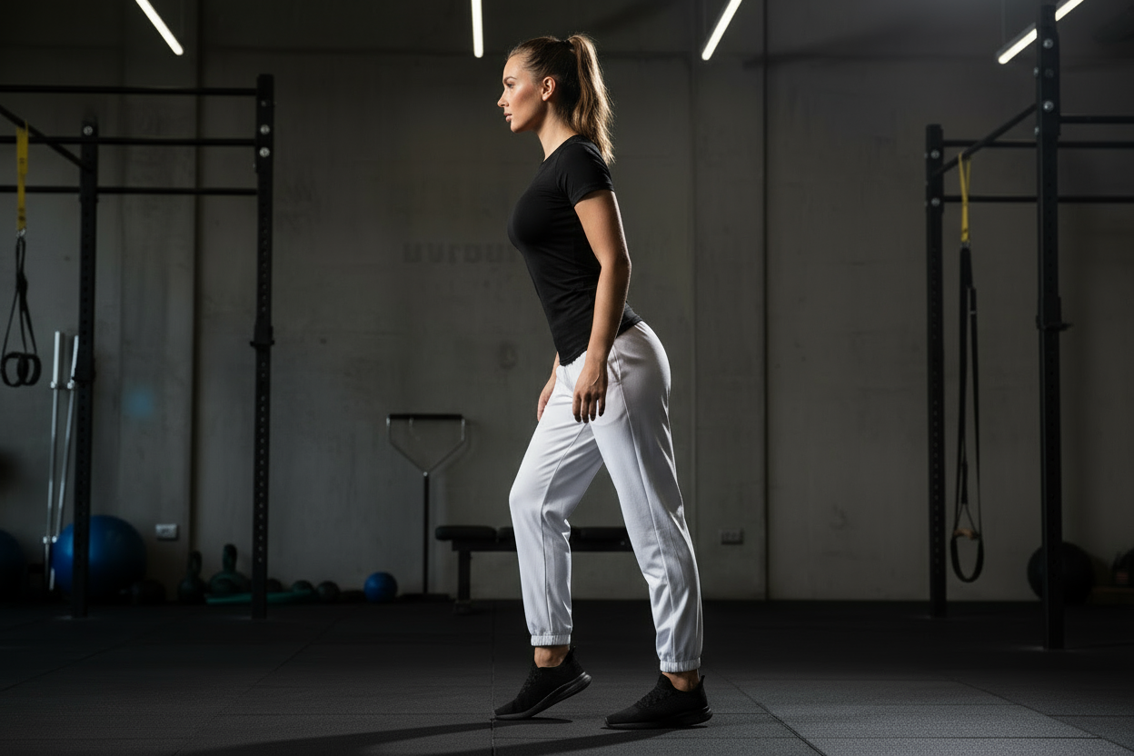 Black compression t-shirt female side view