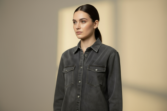 Close-up of denim shirt