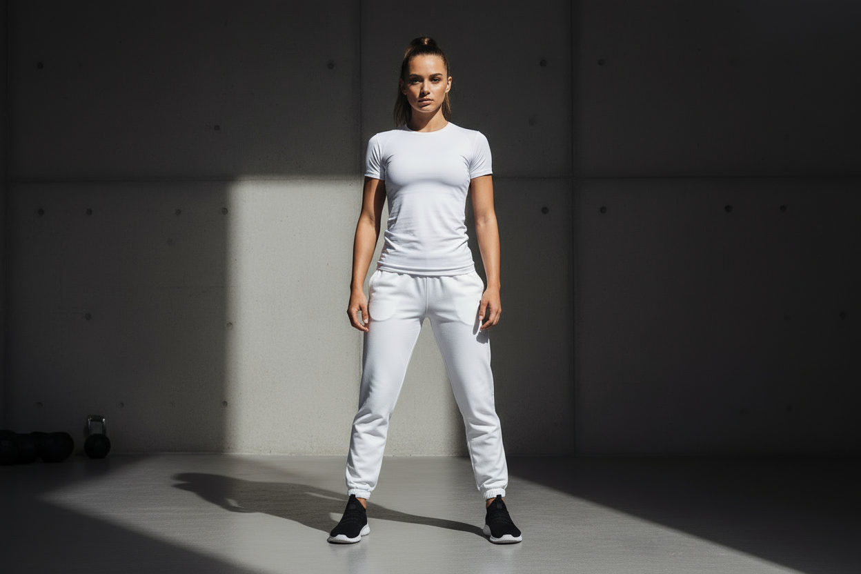 White compression t-shirt female front