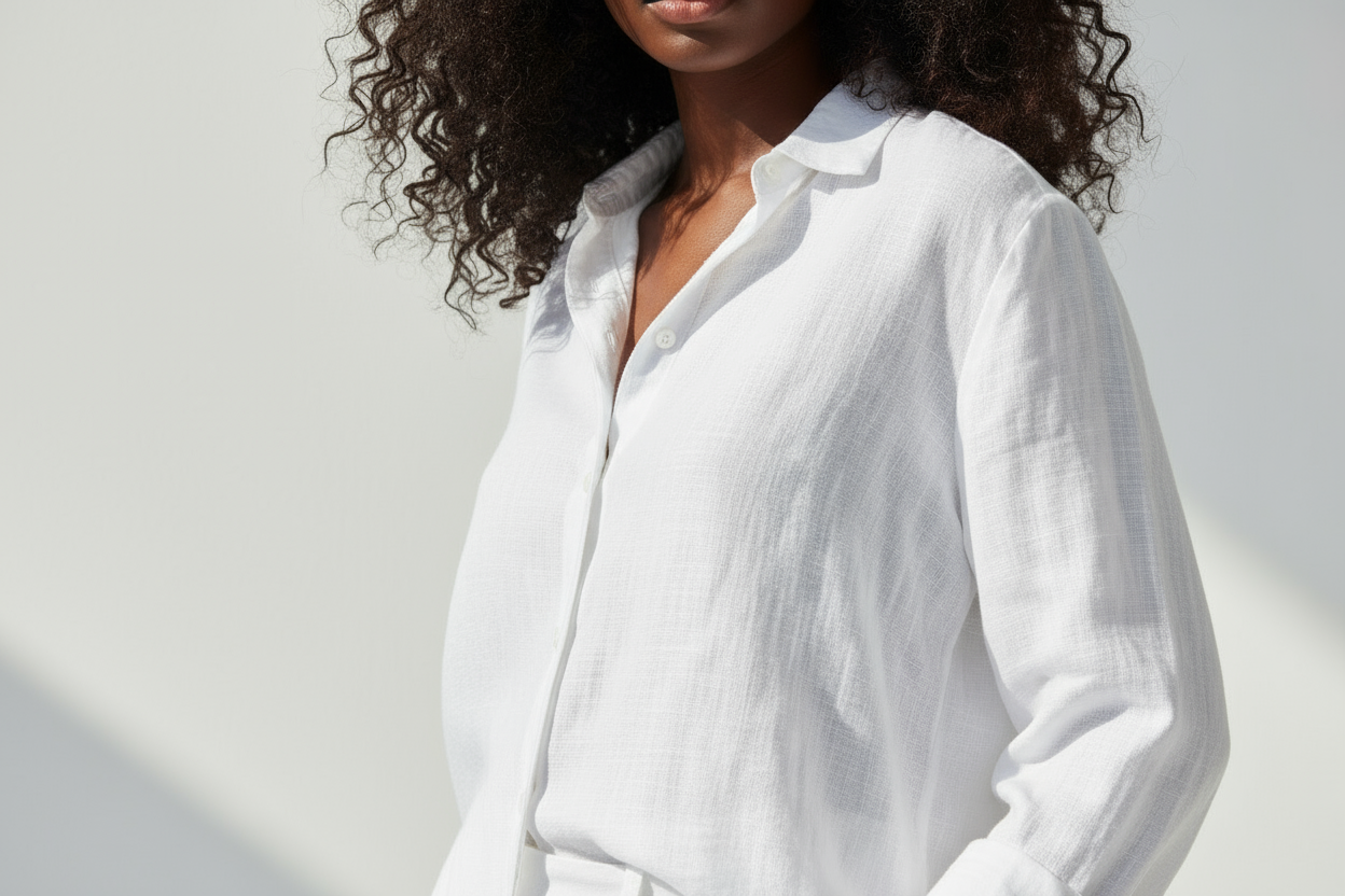 White linen shirt close-up detail