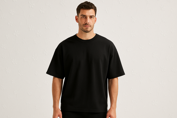 Luxury Cotton Oversized Drop Shoulder – Black