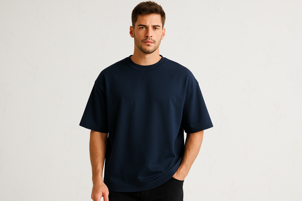 Luxury Cotton Oversized Drop Shoulder – Navy Blue